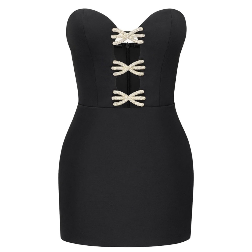 ✨NWT JW PEI Cutout Black Mini Dress Sparkle Gold Minimalist Bodycon Cocktail